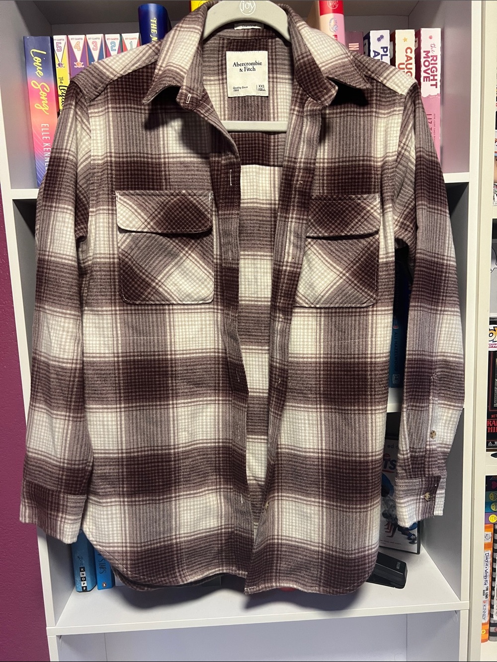 Abercrombie & Fitch Men’s Brown and Cream Plaid Button-Down Shirt